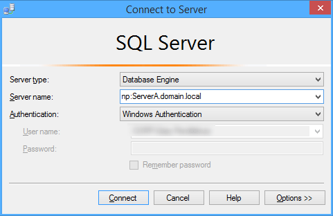 SSMS-named-pipes-connection